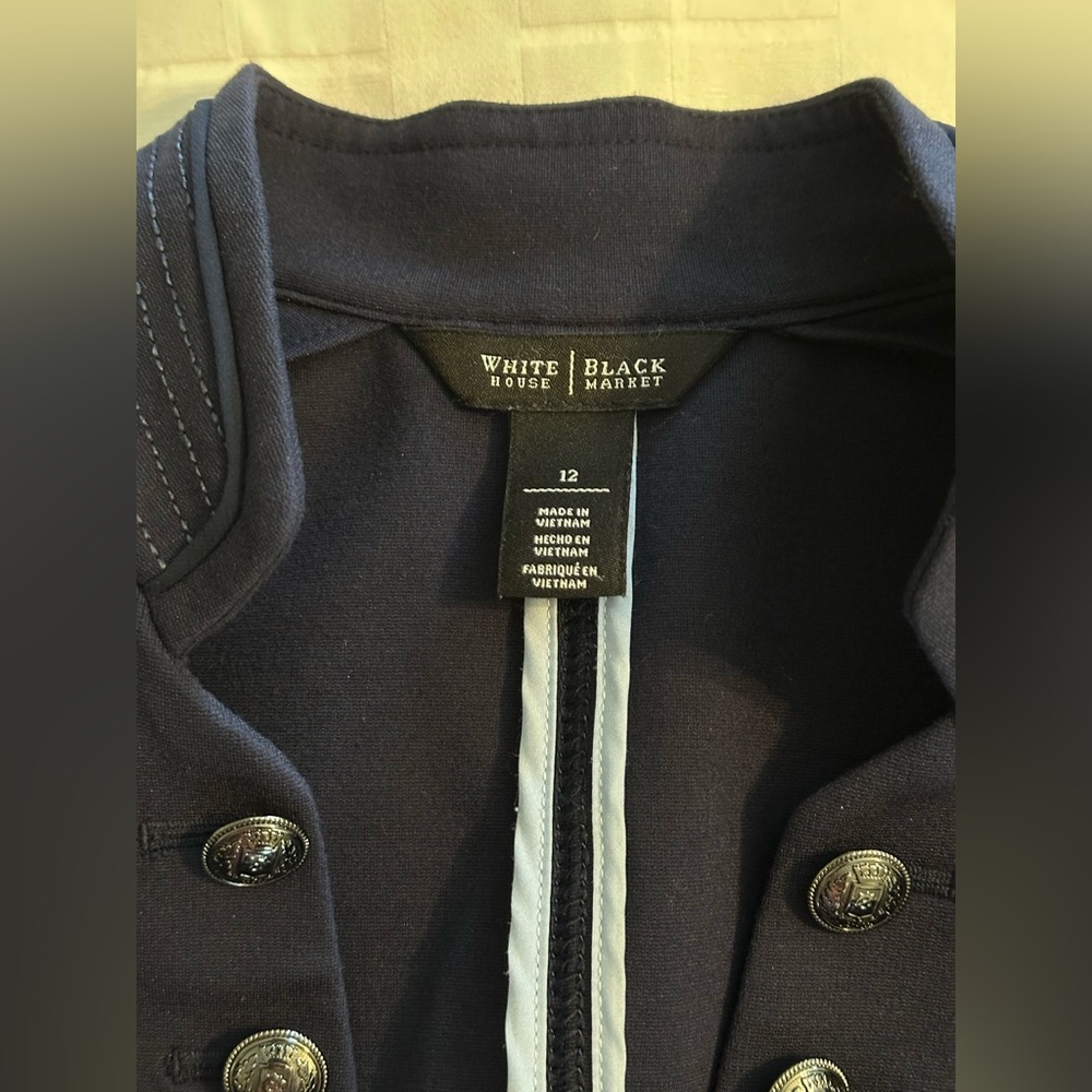 White House Black Market Dark Blue Military Blazer - Picture 3 of 13